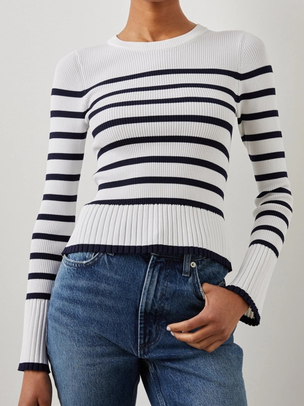 Rails striped navy white gemma sweater long sleeve top shirt size small stretchy